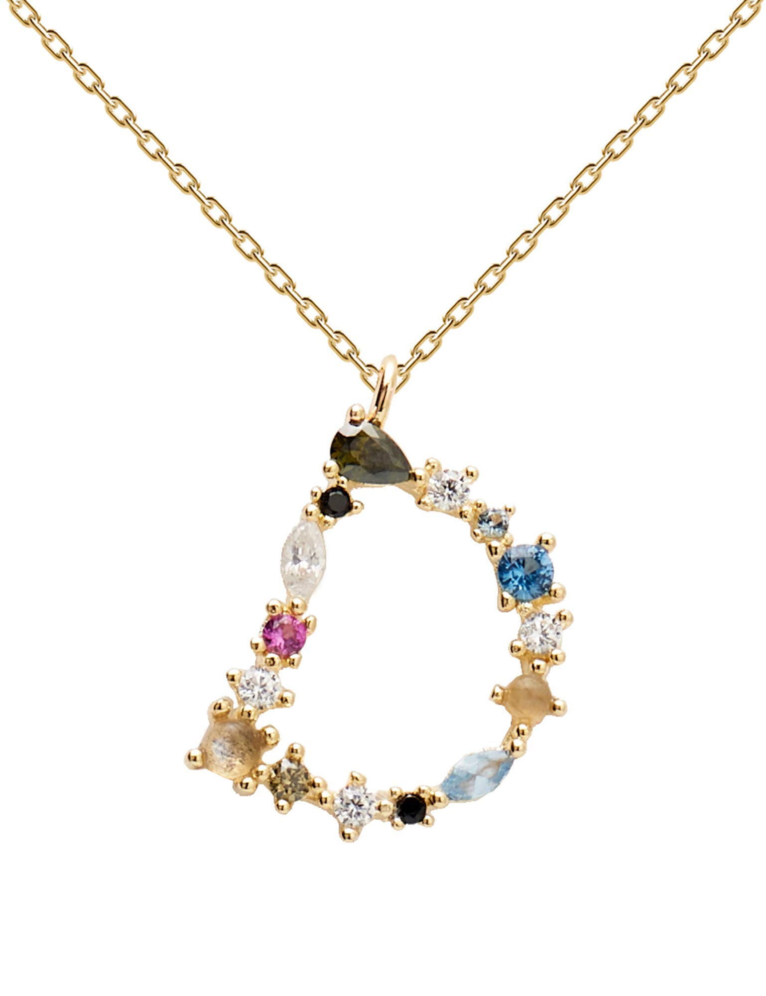 P D Paola- Collana con lettera, argento sterling 925 placcato in oro 18 carati, gioielli per donna e Argento, cod. CO01-099-U