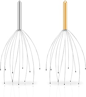 MURLIEN Head Massager, 2 Pack Scalp Scratcher Massager, Lightweight Handheld Head Scratcher for Stress Relief, Head Stimulation, and Body Relaxation - Gold & Silver