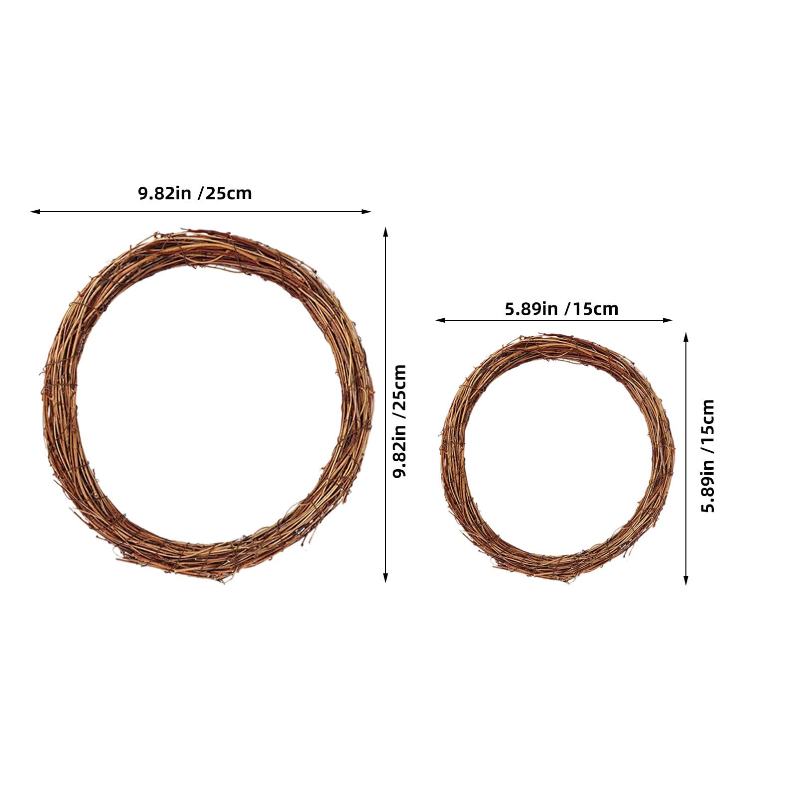 Toyvian 18 Stück Runder Weinrebenkranz aus Rattan, Naturbraun, Robust für