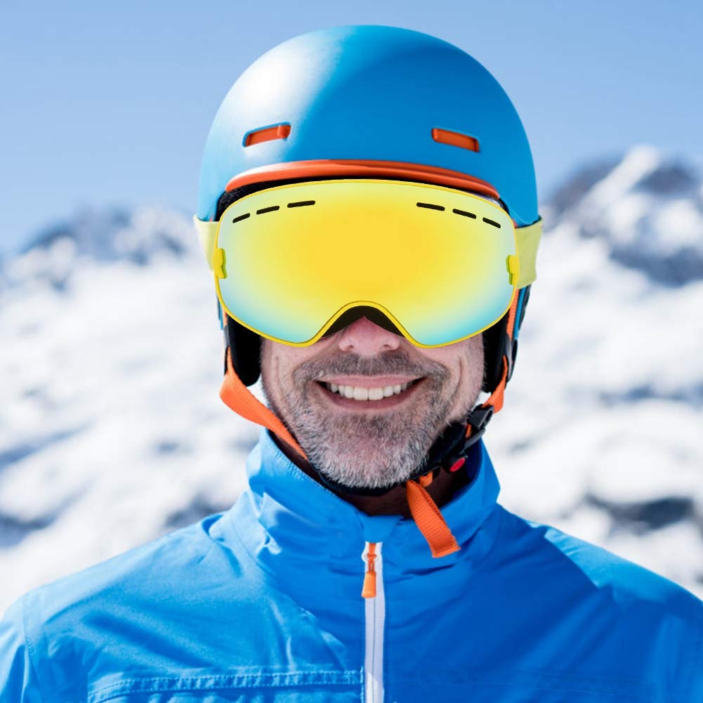 Lunettes de Ski D'extérieur, Grandes Lunettes de Protection Sphériques pour Enfants, Lunettes de Sport de Ski, Conception Respirante, Ceinture