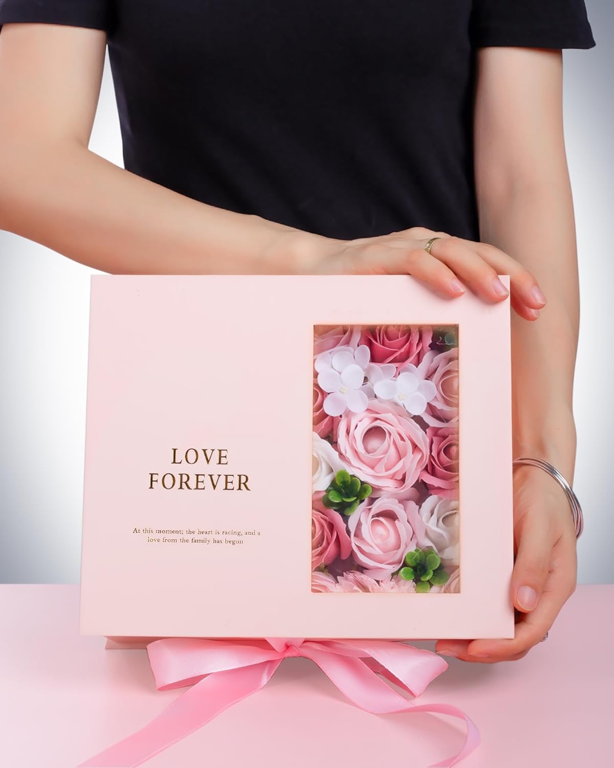 Money Pull Box for Cash Gift - Luxury Money Pull Out Flower Gift Box with Lid Flower and Ribbon, Unique Birthday Gift Box for Wife, Girlfriend, Mother, Friend - Image 2