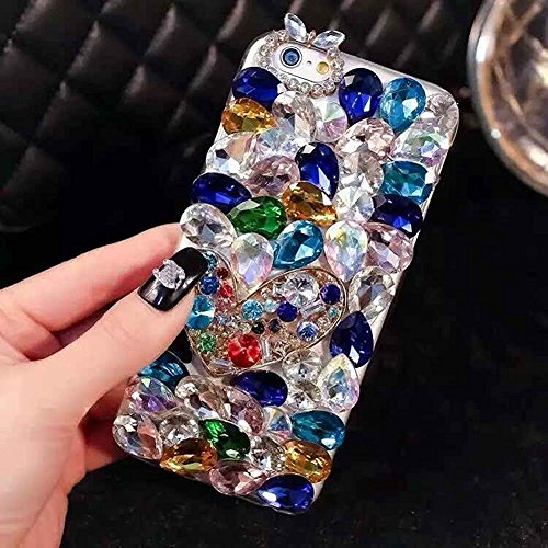Lu2000 iphone 7 case, 3d crystals diamond sparkle gems bling [hea…
