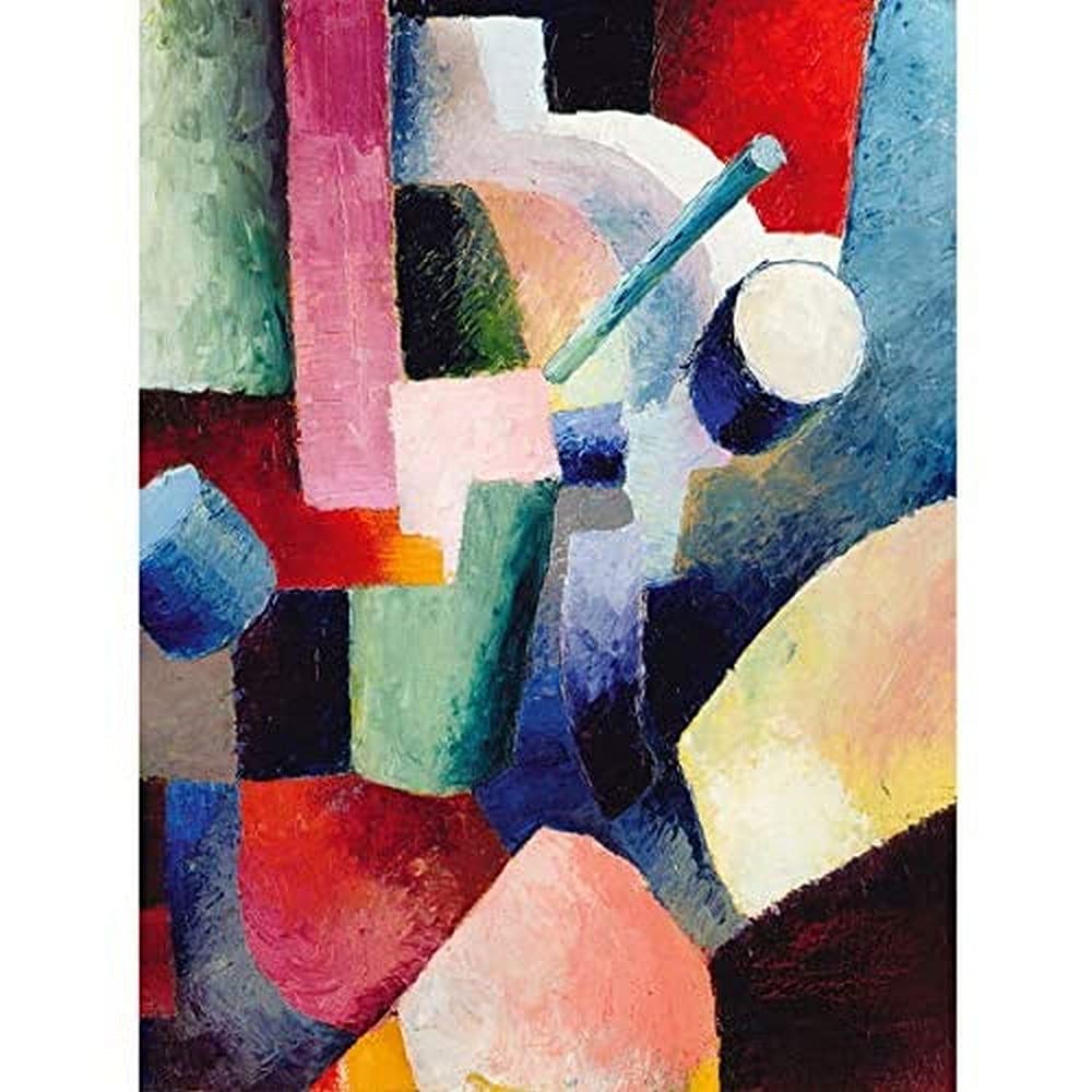 August Macke Colored Composition Of Forms 1914 Art Print Canvas Premium Wall Decor Poster Mural