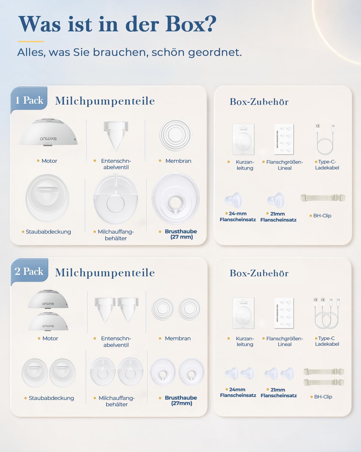 ANWIKE K10 Milchpumpe Elektrisch, 4 Modi, 20 Stufen, Weiß