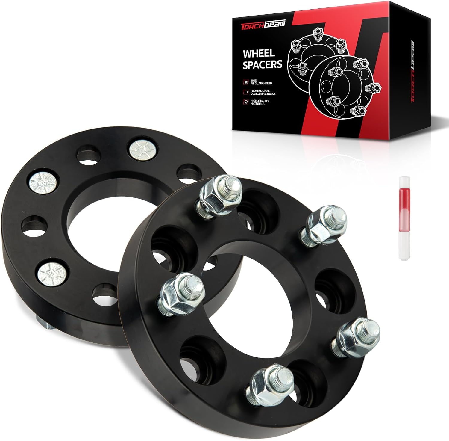 Torchbeam 5x4.5 to 5x4.75 Wheel Adapters 1 inch, 1/2“x20 Thread Pitch, 73mm Hub Bore for Wrangler, Liberty, Edge, Mustang, Ranger, Cherokee, Explorer, Grand Marquis, Change Bolt Partern, 2Pcs