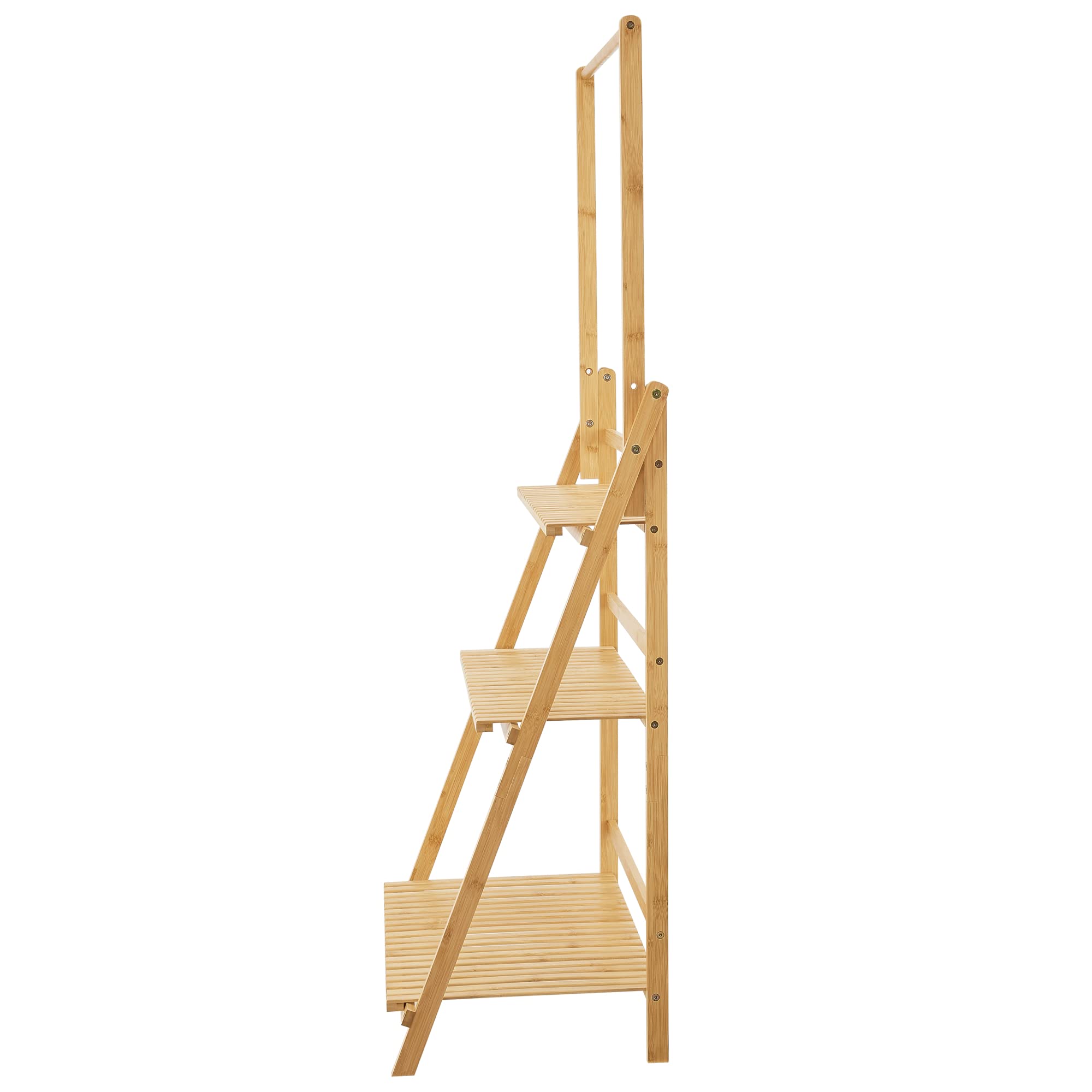 [en.casa] Escalera para Plantas de 3 Niveles Estantería Escalera para Flores Estante de Almacenamiento para Zapatos Versátil Bambú 144 x 70 x 40 cm Natural