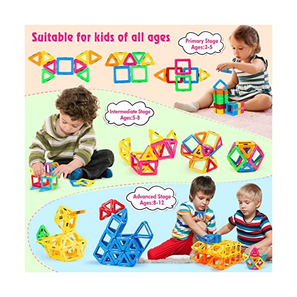 idoot Magnetic Tiles Building Blocks Toys for Kids, Educational STEM Toys Gifts-Starter Set for 3+ Year Old Kids Toddler Activities - Image 3