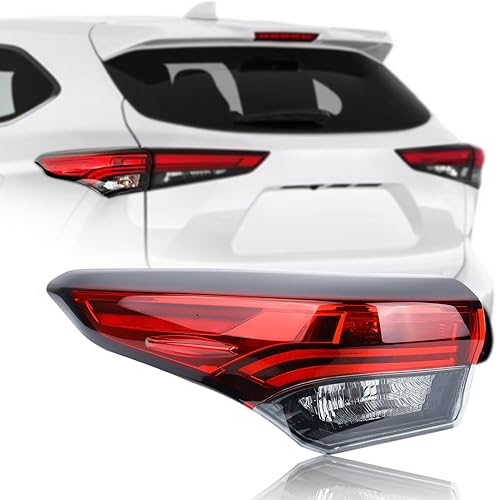 Duolctrams Conjunto de lámpara trasera de freno exterior halógena con arnés de cable lado izquierdo del conductor compatible con Toyota Highlander