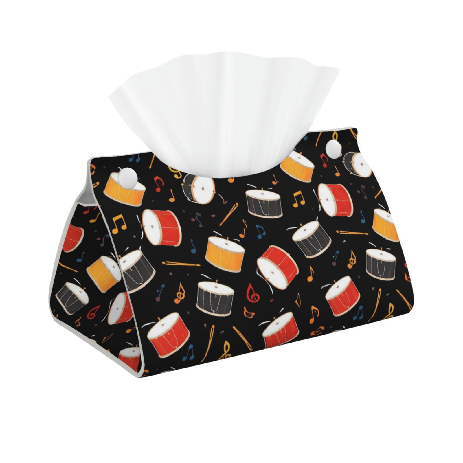 Black Drum Kit Long Tissue Box Cover Holder Home Decor Aesthetic 7.87'' x 5.12'' x 0.98''
