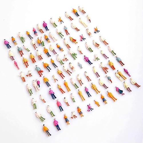 Miniatura 2 de 100 piezas de figuras de personas 1100 pose de pie Mini modelo pintado HO escala modelo tren parque calle pasajeros personas casa de muñecas