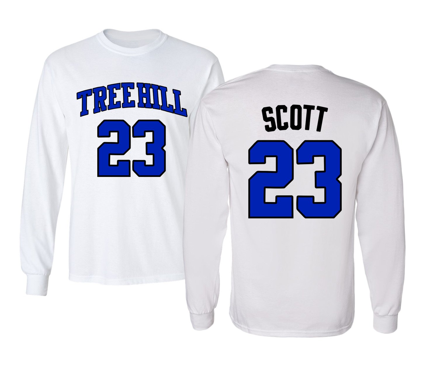 KINGS SPORTS Ravens Basketball Movie #23 Nathan Scott One Tree Hill Jersey Style Youth Boys Girls Long Sleeve T Shirt (White,YL)