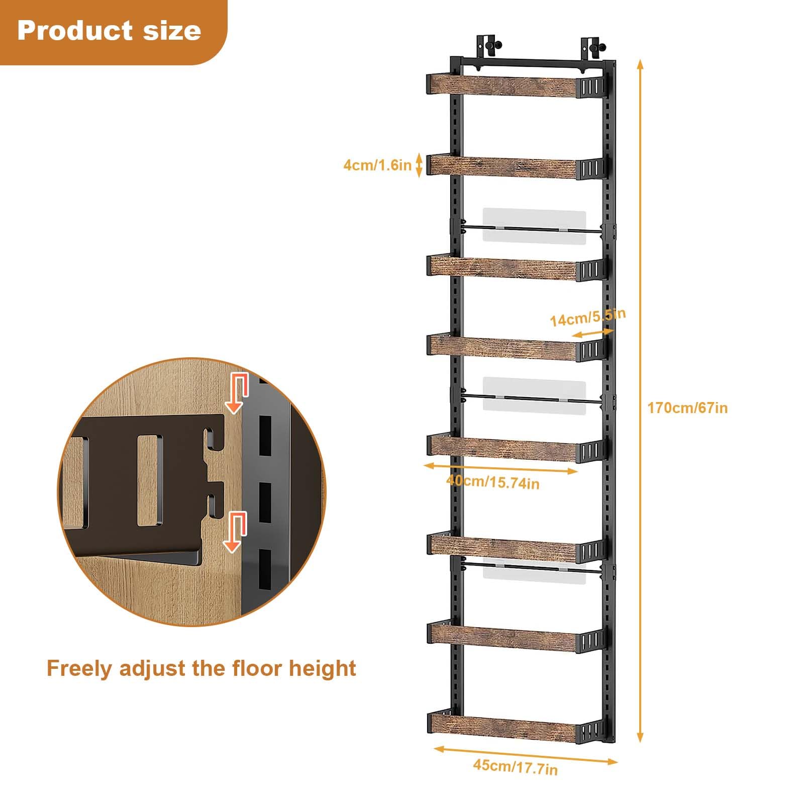 Garvee Estante Organizador metálico 8 Niveles para Puerta – Cestas Ajustables y Colgantes, Altura Regulable, sin Taladro – Ideal para Cocina, despensa, Armario y baño – Instalación fácil – Color