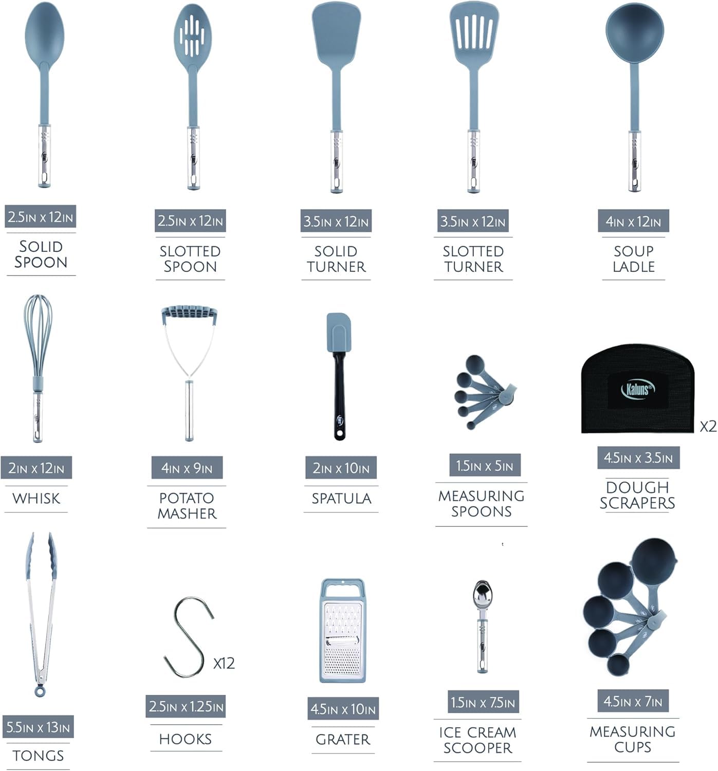 Set di utensili da cucina, set di 35 utensili da cucina, antiaderenti e resistenti al calore, in nylon e acciaio inox, set di spatole in silicone – gadget da cucina essenziali per la casa, accessori