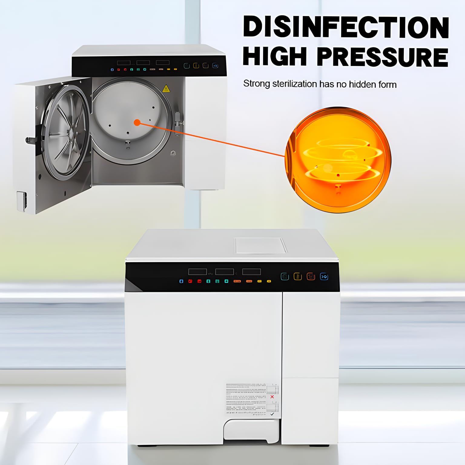 18L/23L Class B Steam Sterilizer with Built-in Printer USB Connector Fully Autoclave Digital Table Top Sterilizer Triple Vacuum Pressure Sterilization (23L)