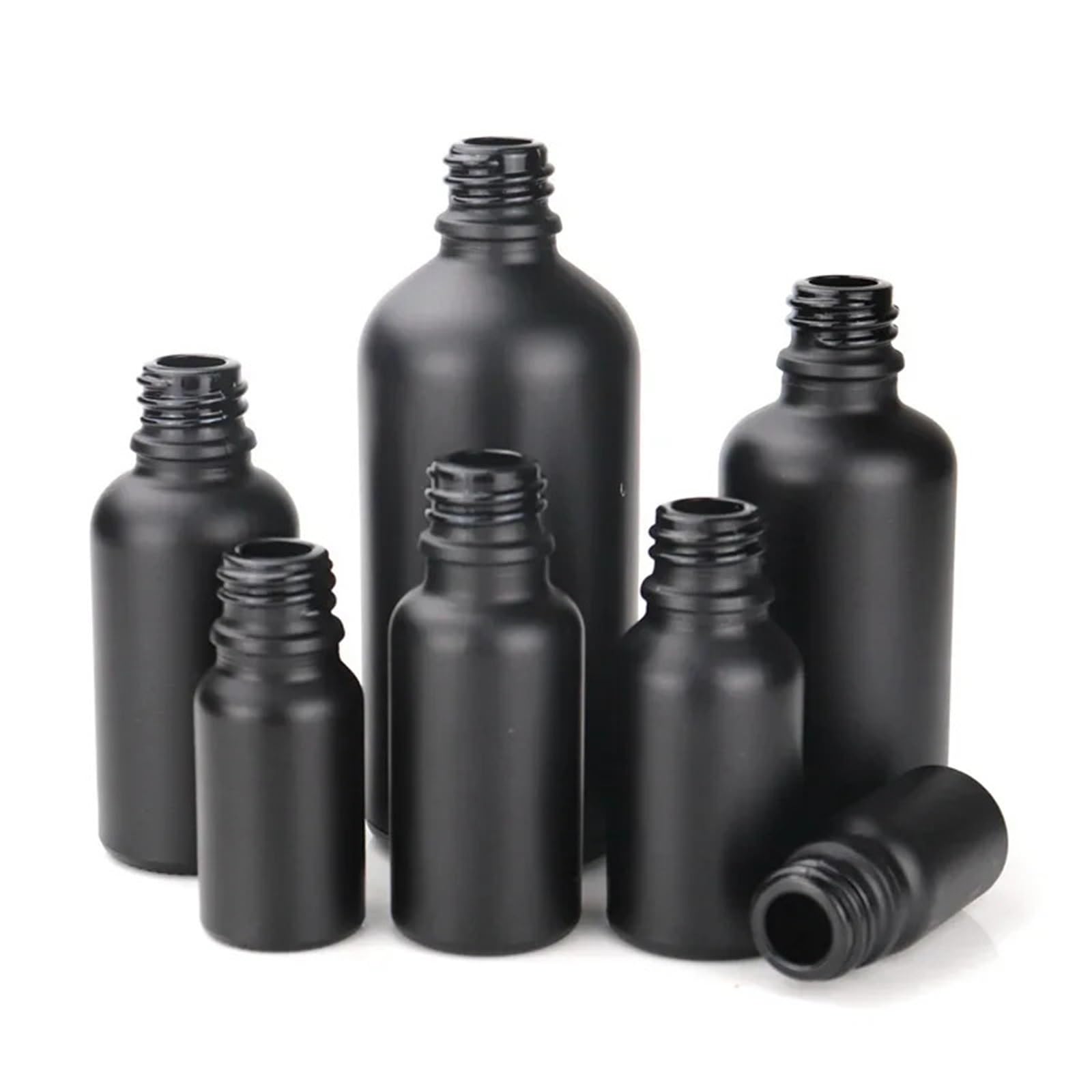 Gotero 5/10/15/20/30/50/100ml botella de aceite esencial negro mate tapa cuentagotas goma madera cosmético vidrio esmerilado(Bamboo Circle,10pcs,50ml)