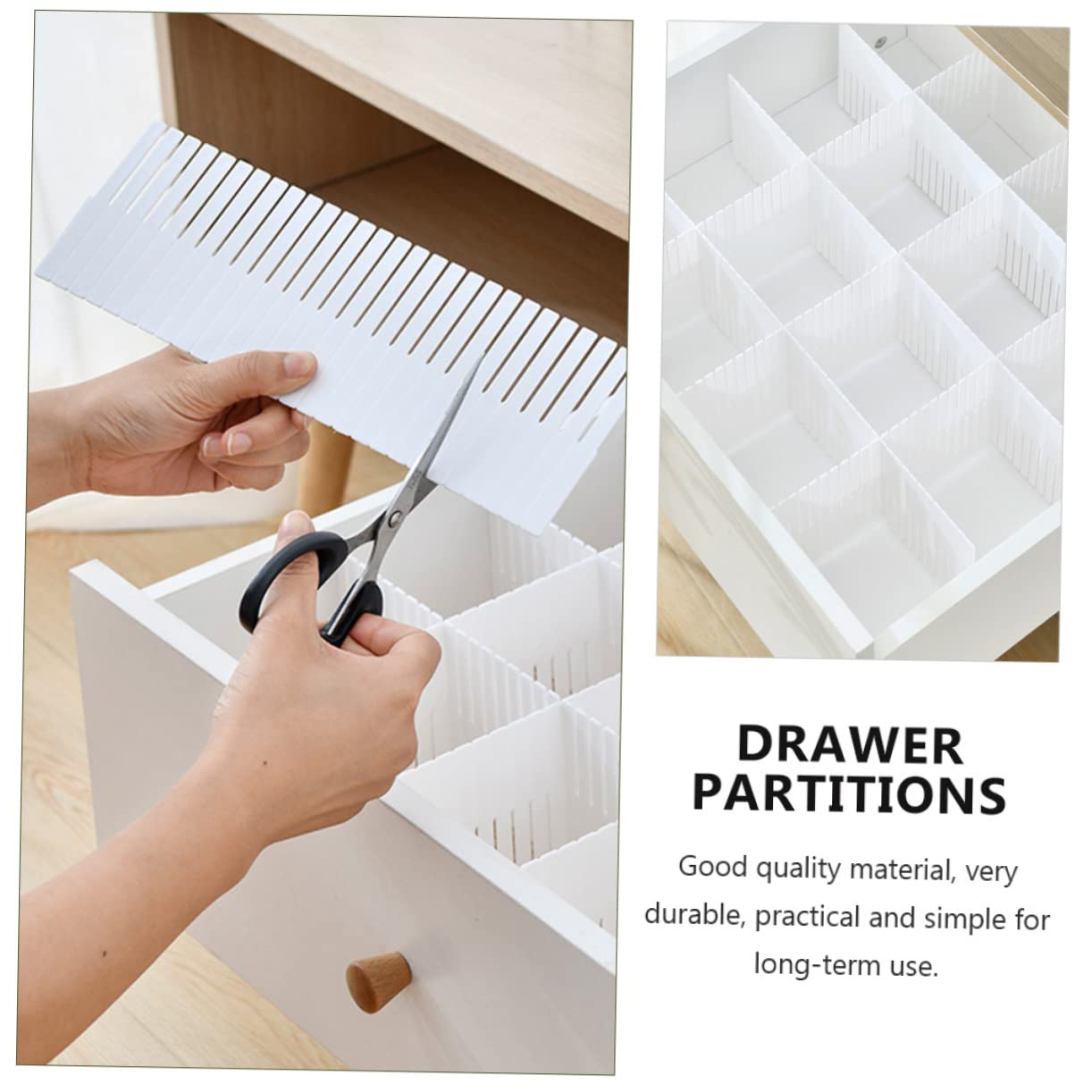 Divisori per Cassetti per Armadio, Plastico Bianco 38x11 Cm, 10 Pezzi