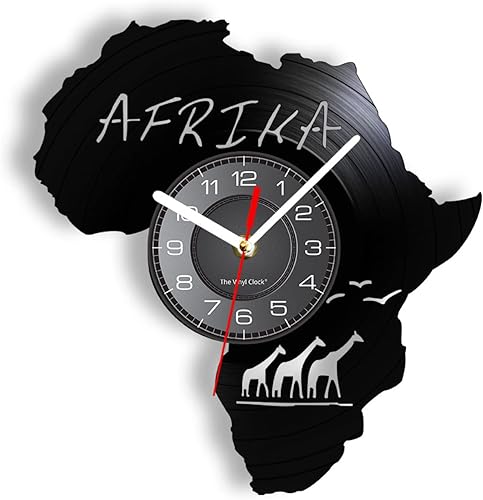 Reloj de pared decorativo de disco de vinilo de 12 pulgadas, silencioso, sin tictac, animales africanos, funciona con pilas, reloj de pared redondo