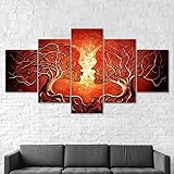 RAPSANI 5 piezas de lienzo de arte de pared,5 piezas lienzo Figuras abstractas de personas,mujer,hombre,escena roja,Cuadros Decoracion Salon 5 Piezas...