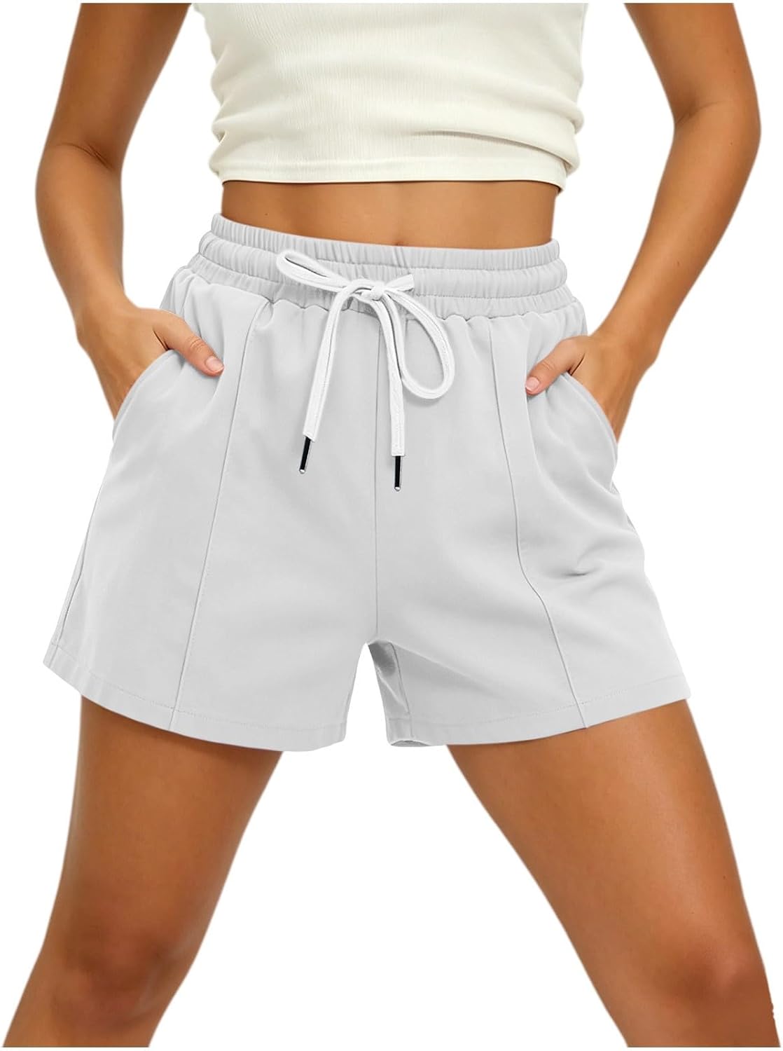 Womens Casual Sweat Shorts Wide Leg Summer Lounge Shorts Drawstring Loose Athletic Workout Shorts with Pockets