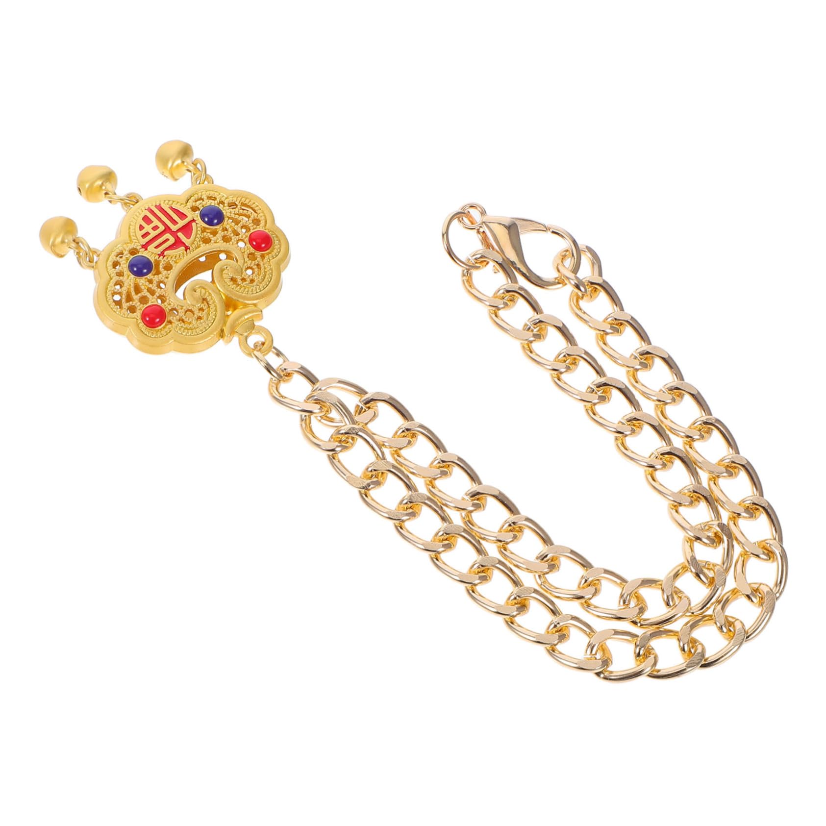 Happyyami Adjustable Holiday Pet Necklace with Longevity Lock Pendant and Jingle Bell Charm for Cats and Dogs Fashionable Pet Jewelry for Year and Spring Festival