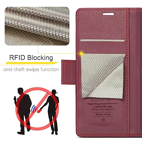 FCOZCKLOM Compatible with Samsung Galaxy S23 FE Wallet Case with RFID Blocking Card Holder,Kickstand Flip Folio Leather Phone Case for Samsung Galaxy S23 FE 6.4 inch (Wine Red) - image 2