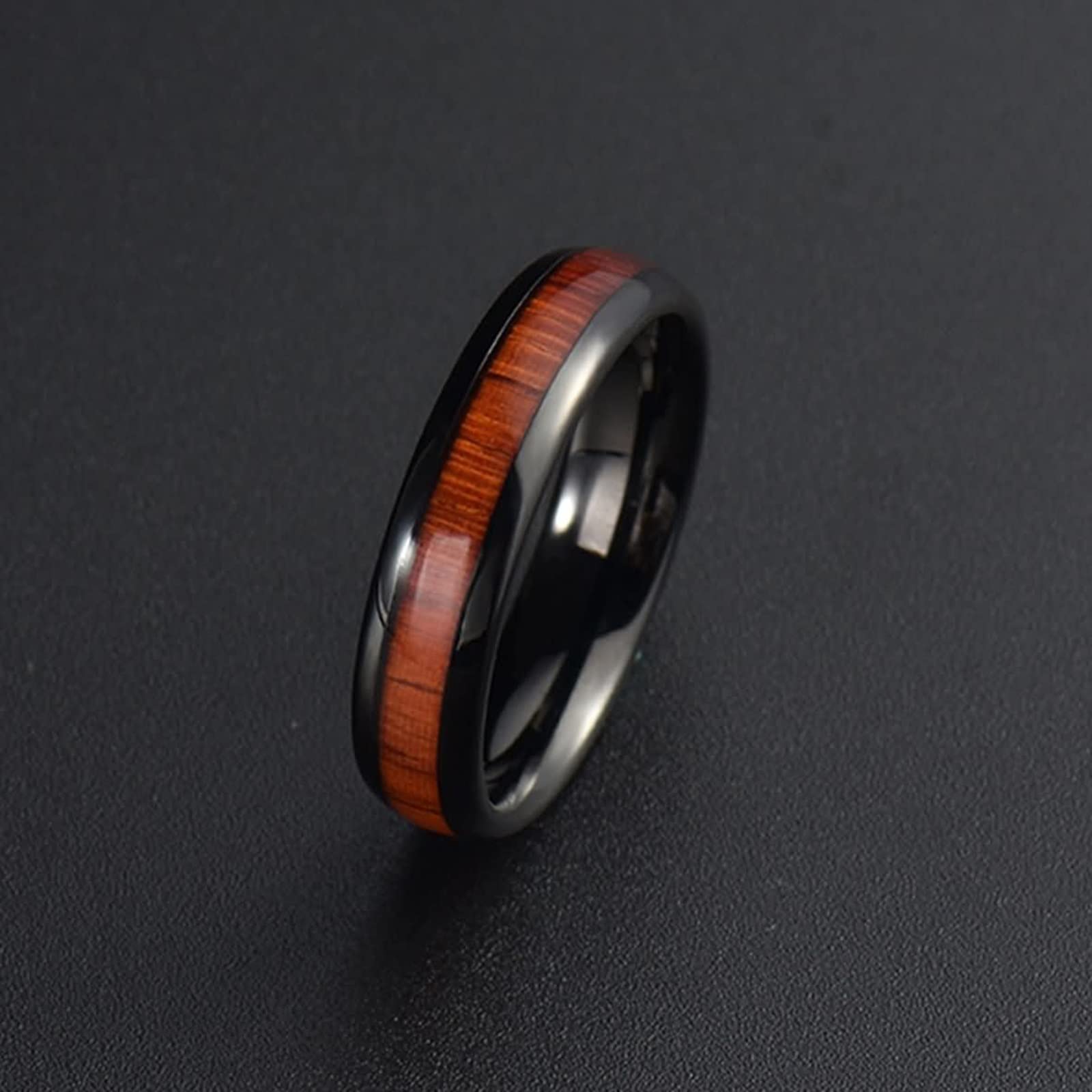 Anelli Uomo Tungsten Anelli Intarsiato con Venatura del Legno FEDI Nuziali Comfort Fit Anello Uomo Fedina Personalizzabile 8MM Anello Fidanzamento Nero Marrone Misura 12-31