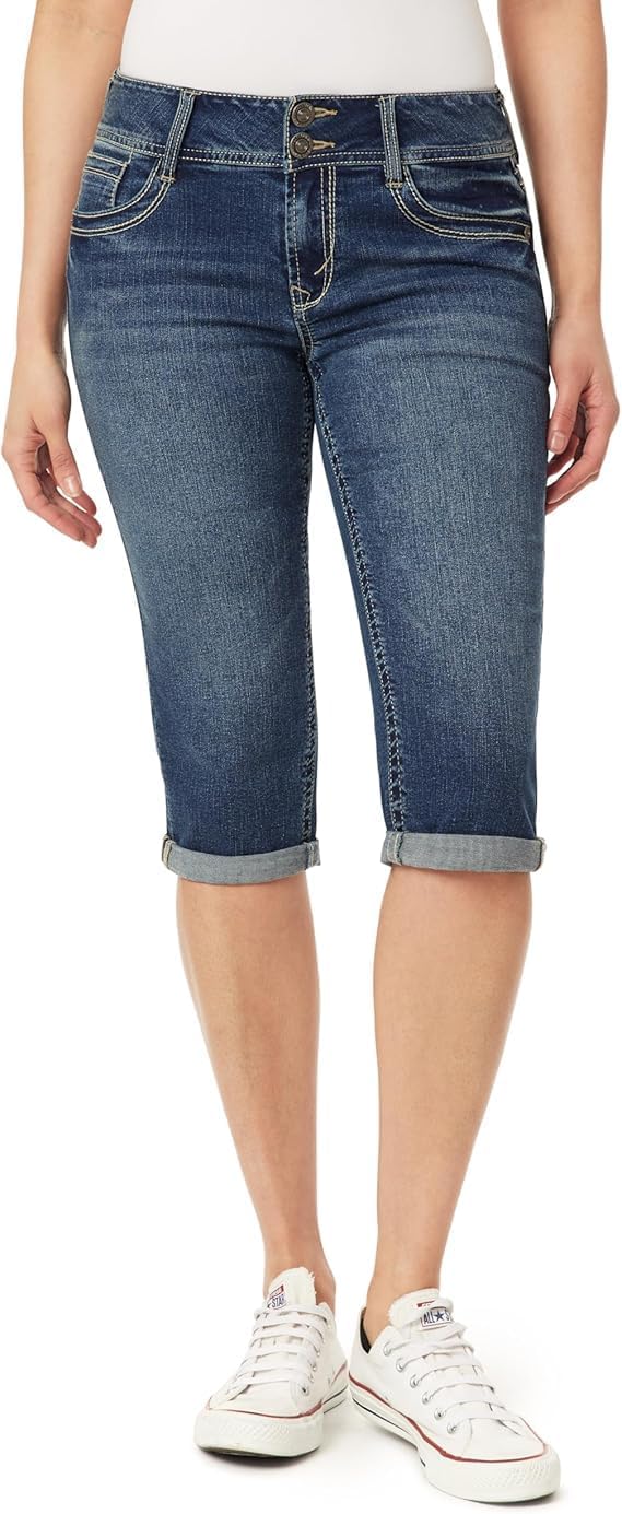 WallFlower womens Luscious Curvy 17" Capri Mid-rise Insta Stretch Juniors (Standard and Plus)