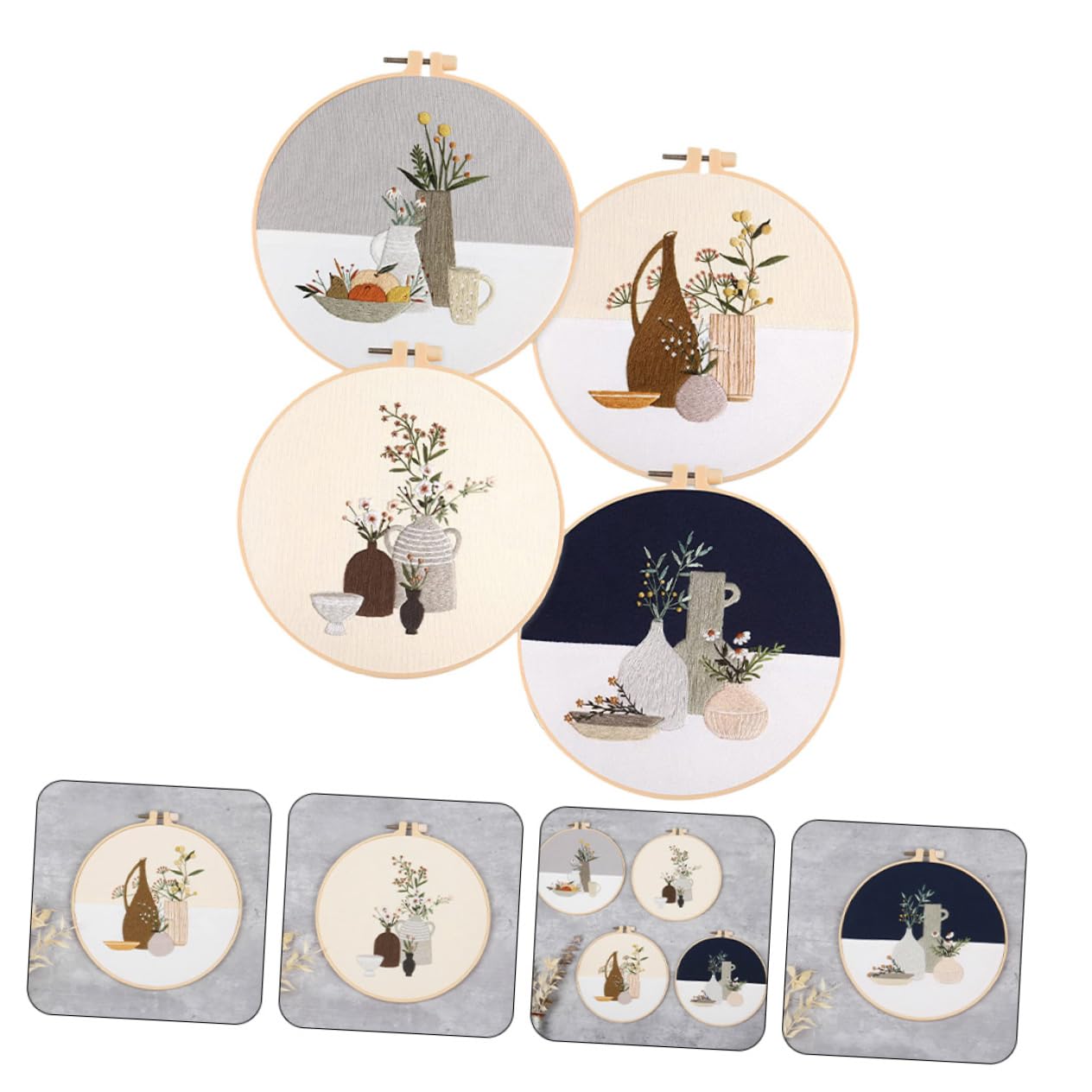 Anneome 4 Sets Kit de Bordado DIY Hilo de Poliéster para Adornos y Manualidades