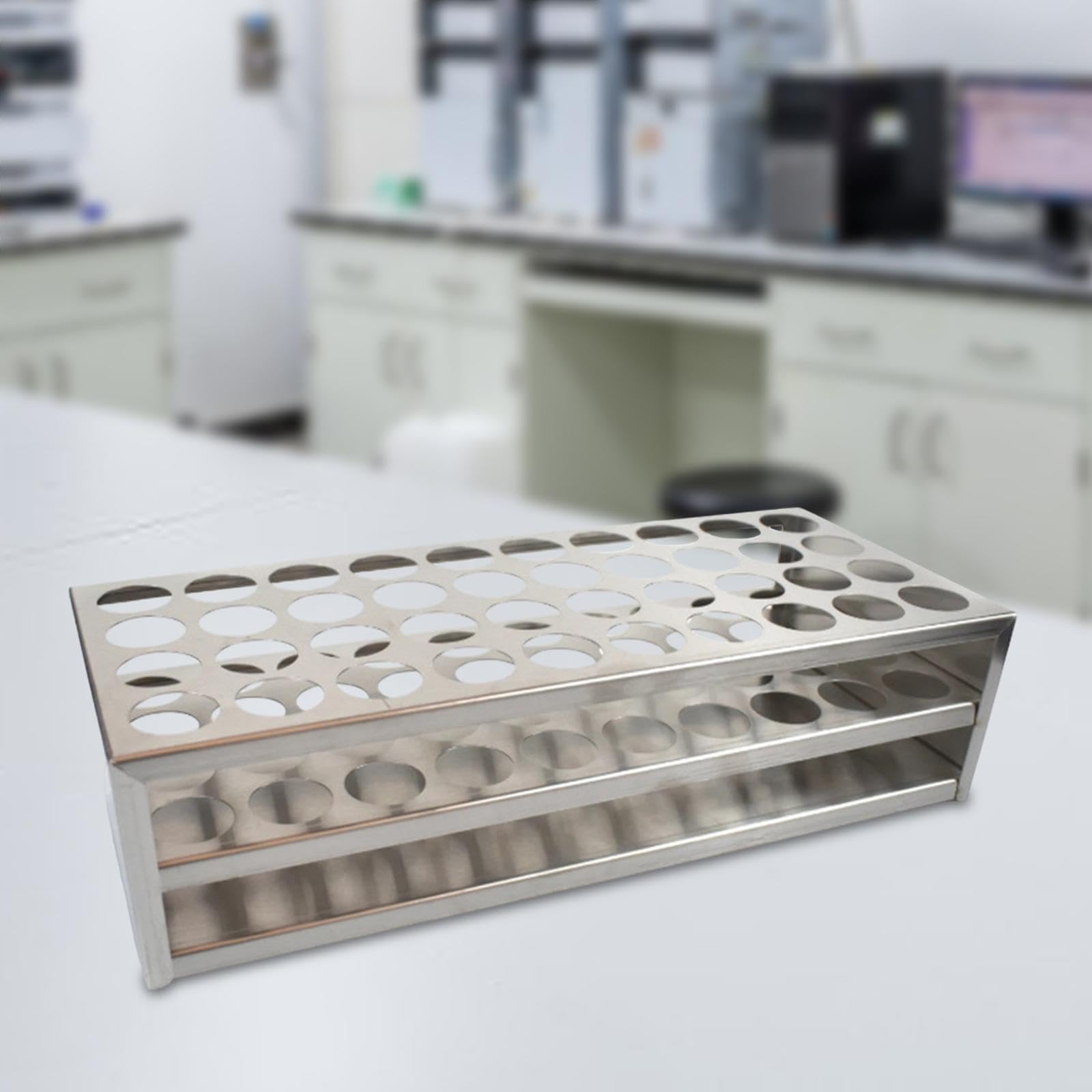 Garende Stainless Steel Tube Holder for Centrifuge with Three Layers and 40 Slots, as described, Hole 22mm