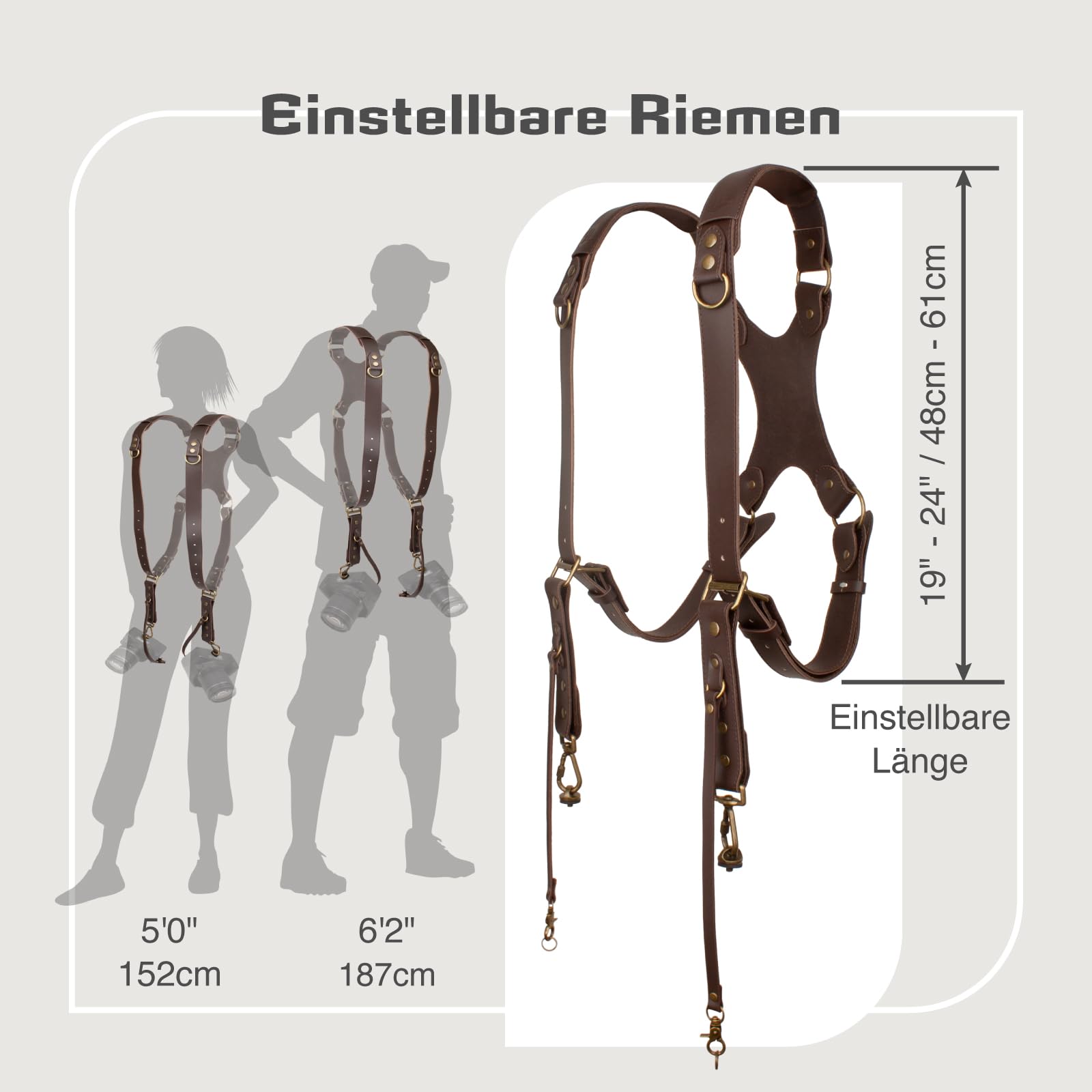 Kameragurt D1,Leder Kameragurt 2 Kameras für Fotografen | Leder Doppelschulter Kameragurt für Fotografen,für Männer und Frauen,Multi-Kamera-Ausrüstung für DSLR/SLR,Schnellverschluss