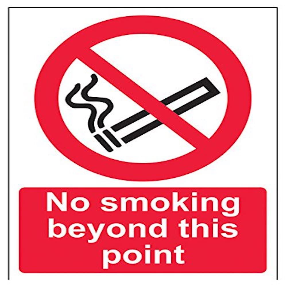 V Safety No Smoking Beyond This Point Prohibition Sign - 150mm x 200mm - 1mm Rigid Plastic