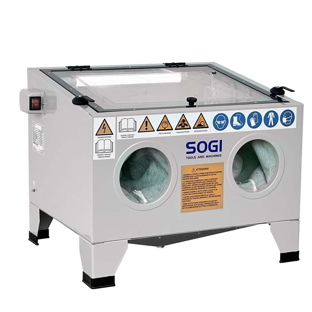 SOGI S-56 Sabbiatrice da banco professionale - 95 L - cabina di sabbiatura 580x480x300 mm - con accessori