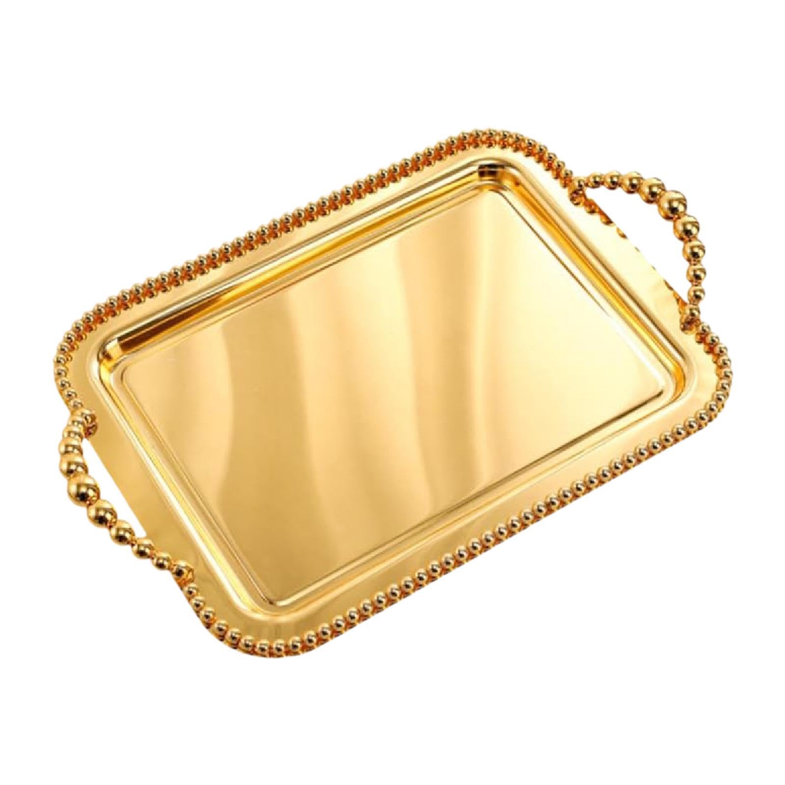 Bandeja Rectangular Antideslizante para Colocar Joyas Y Tazas de Té, Oro, Individual