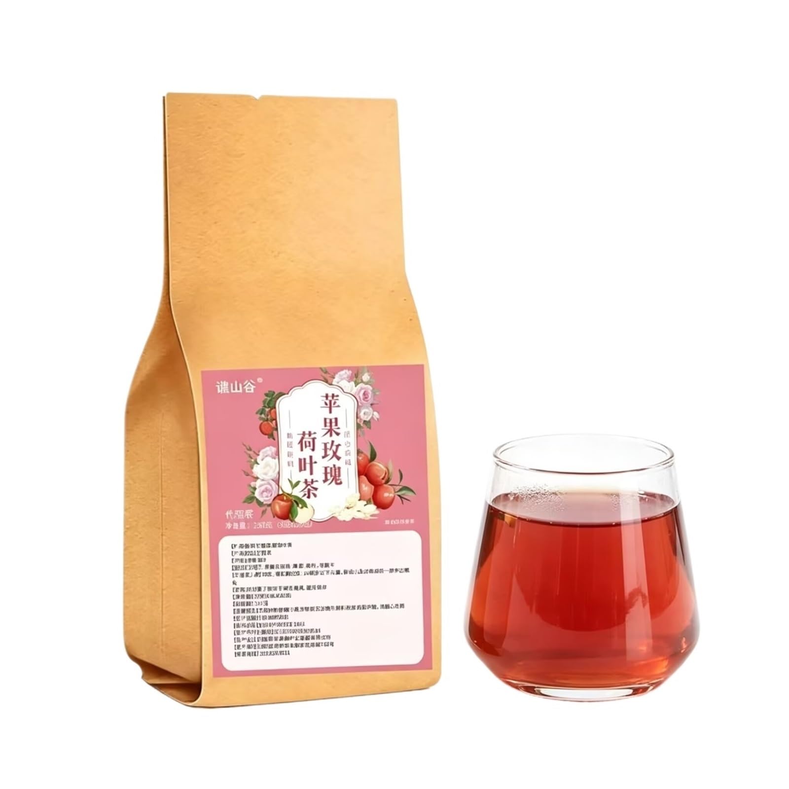 Herbata z liści lotosu i róży jabłkowej 150g, 30 pojedynczo pakowanych torebek, naturalnie ziołowa, idealna do codziennego napoju dla kobiet(3pcs)
