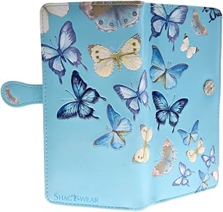 Shag Wear Butterfly Large Wallet 7" Blue