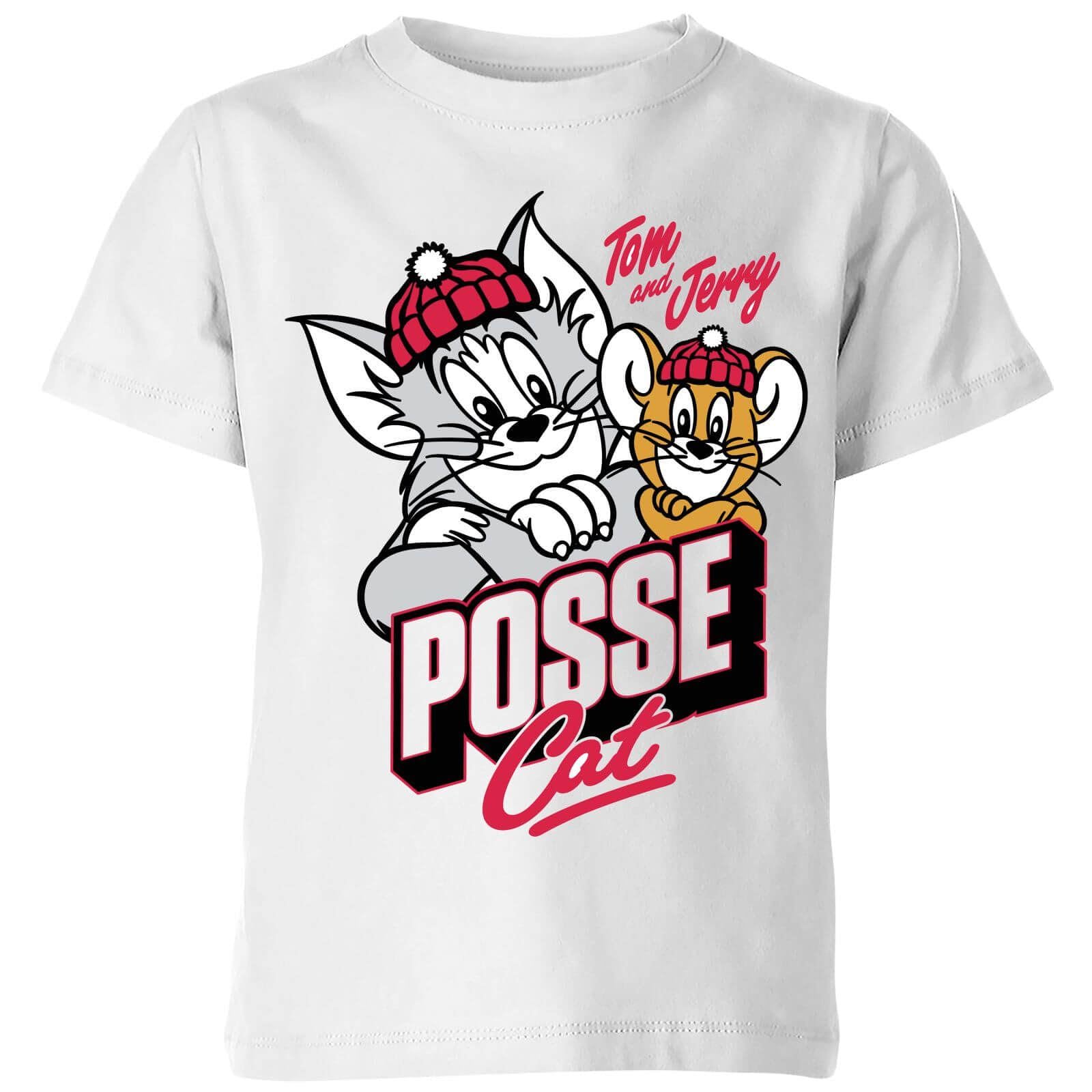 Zavvi Unisex Kids White Official Tom & Jerry Posse Cat Kids T-Shirt - Yxs