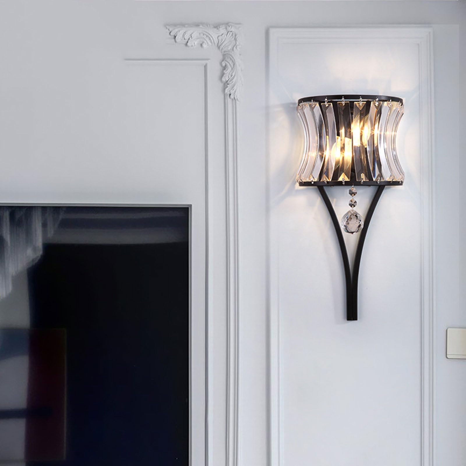 AWEITG European Style Wall Lamp Translucent Glass Shade - Anti-Rust Sconce for Living Room, Hotel, and Home(Dark-Pair of Light Fixture)
