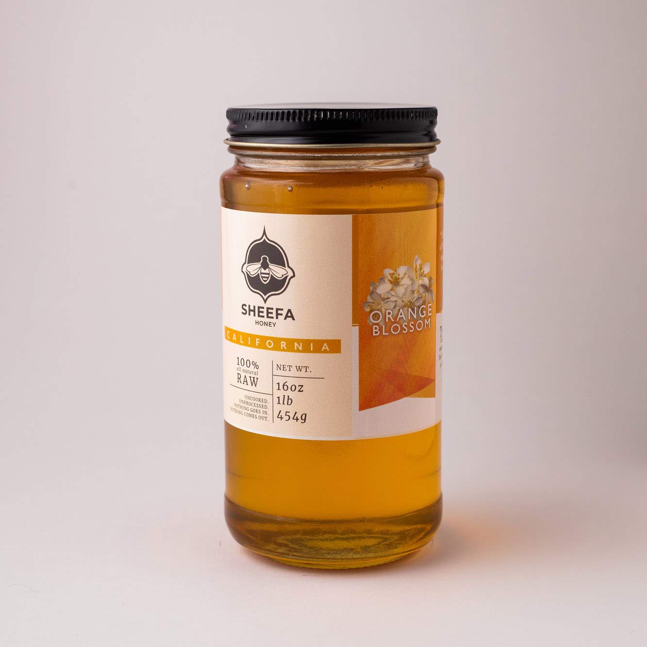 Sheefa Honey | 100% Raw & Unfiltered Orange Blossom Honey | 1lb. (16oz.) | Locally Harvested in California