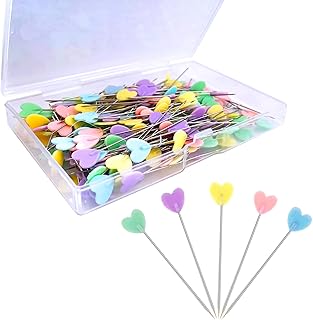 200pcs Sewing Pins Flat Head Straight Pins, Colored Pearl Head Stick Pin Long 2.16inch Quilting Pins for Dressmaker, Craf...