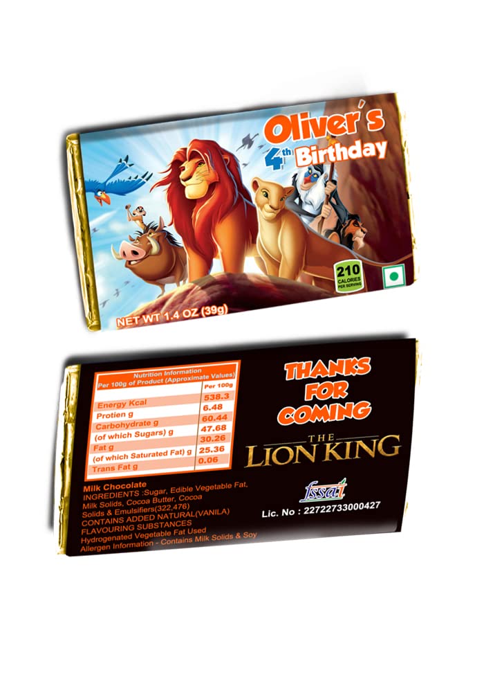 Pack of 10 Big Size Lion Theme Home made Edible Chocolate |King theme Return gifts |Party favors|Giveaways|Customize with Message