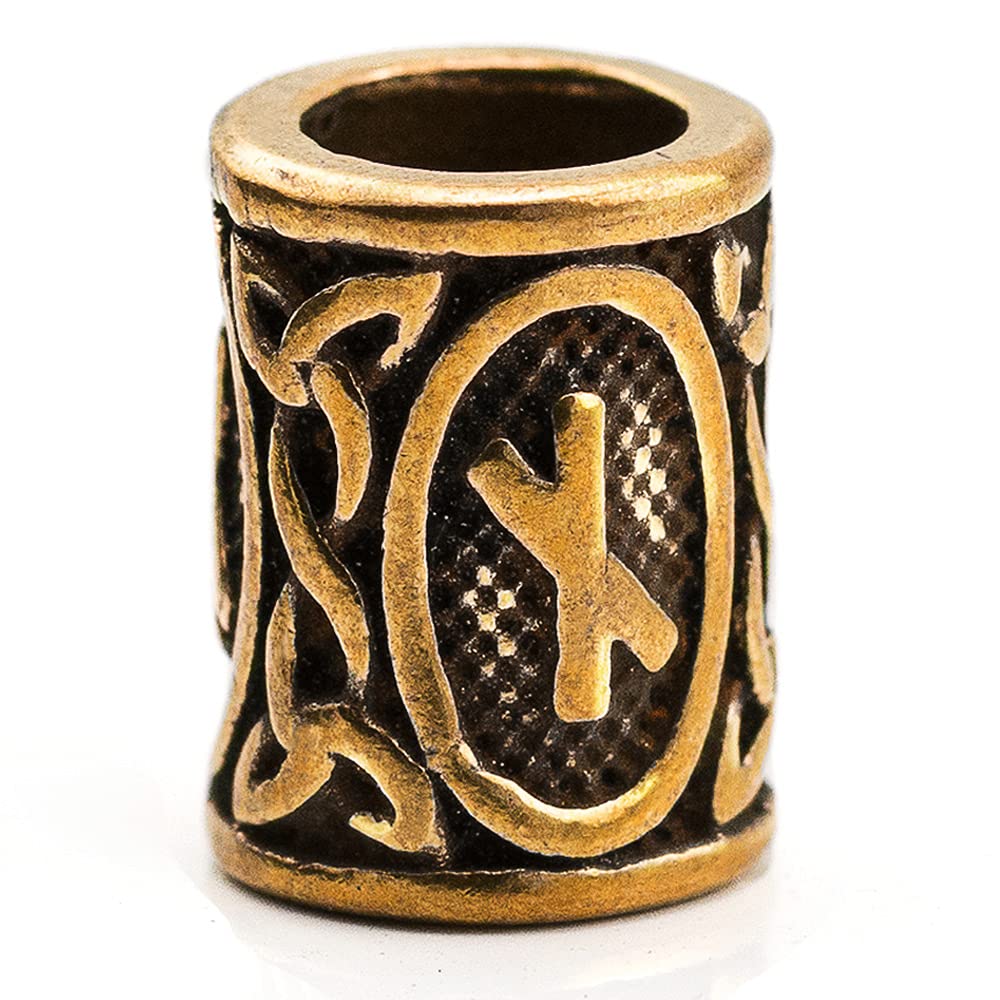 TECEUMParacord Beads – Characters, Animals & Runes – 1 pcs – Unique Handmade Golden Charm for Jewelry Making and Crafting – Antique Brass Metal Charms