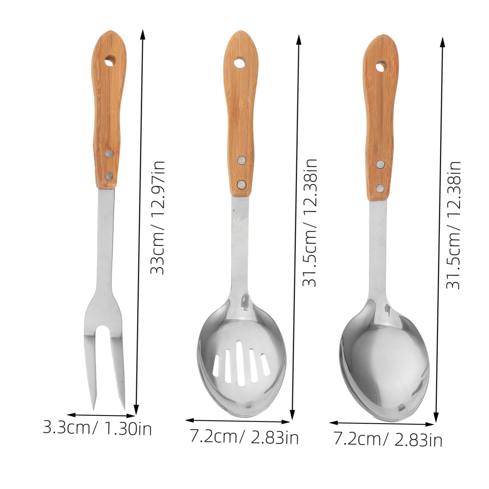 Hohopeti 5 Piezas de Cocina con Mango Inoxidable Resistente para Servir Ensaladas Pasta y Sopas Herramientas Versátiles para Uso Diario y Camping