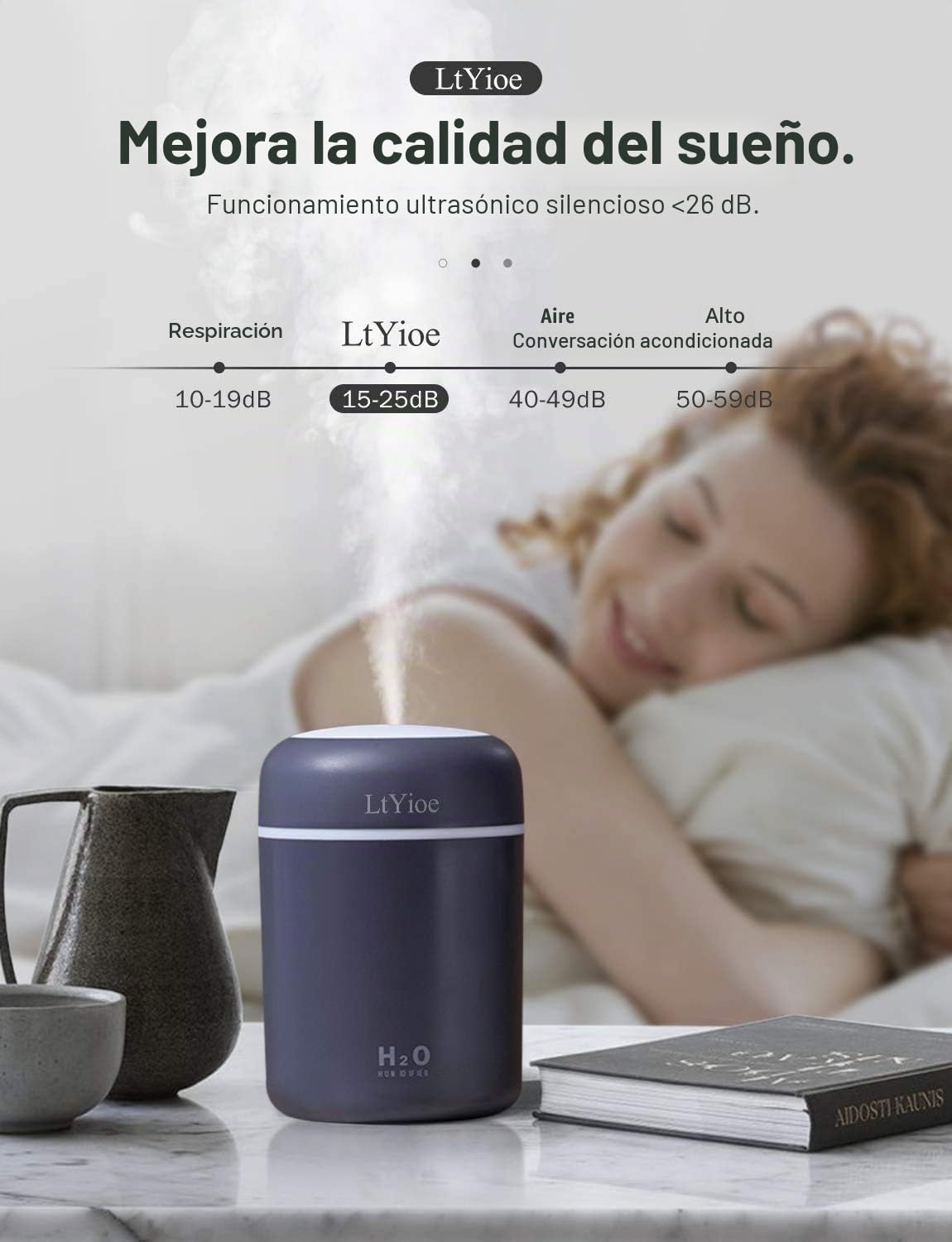 LtYioe Humidificador para Bebés Ultrasónico 2 Modos Silencioso USB con Luz Nocturna y Apagado Automático Azul Marino