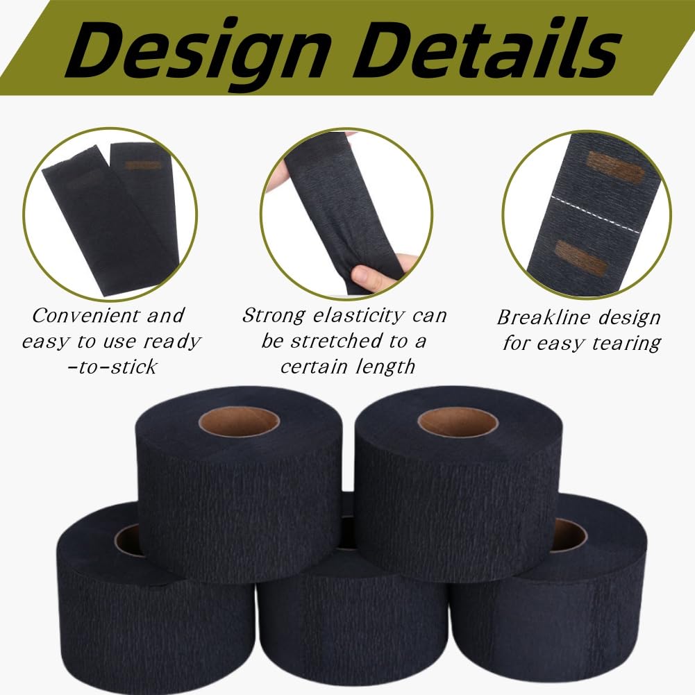 Carta Collo Barbiere,500pcs Carta Collo Barbiere Usa e Getta,Carte Collos Parrucchiere,Neck Strips,Elastica Fascia Protettiva,Nero