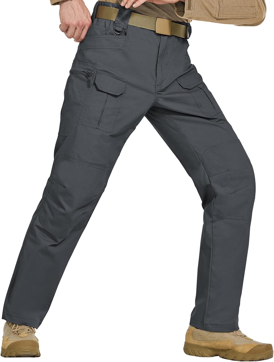 Men's Stretch Tactical Pants Ripstop Water Resistant Cargo Pants Outdoor EDC Lightweight Work Hiking Pants