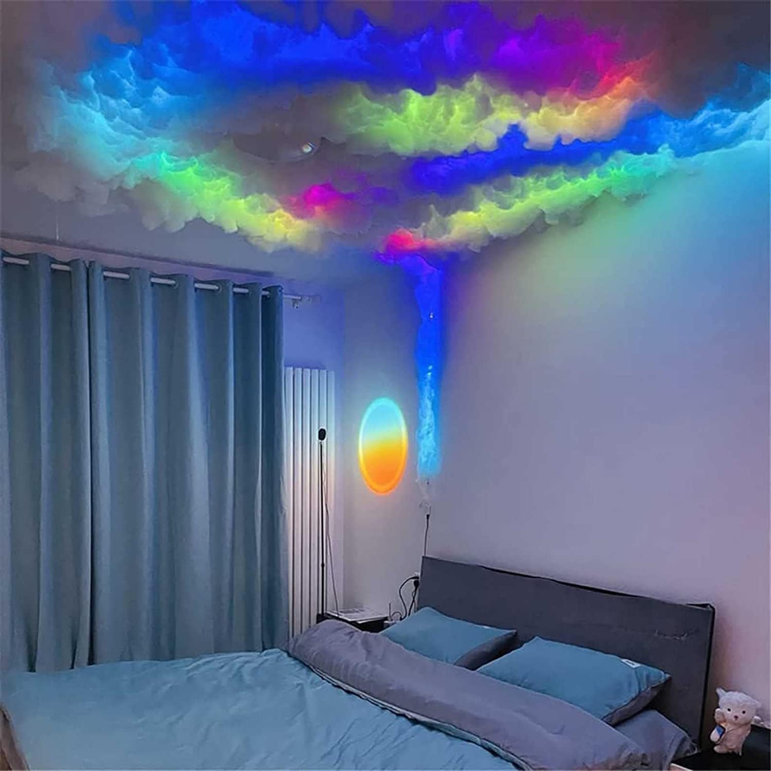Lampka nocna 3D Thunder Cloud, nastrojowa lampa LED do dekoracji wnętrz, na imprezę, pokój gier, bar, efekt błyskawicy
