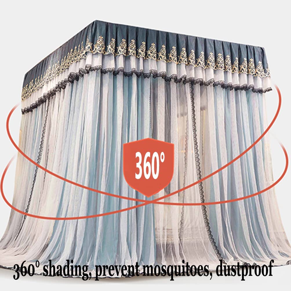 MRKU Mosquitera con Dosel para Cama Europea, Cortinas Opacas a Prueba de Polvo para literas de Princesas Adultas y niñas, para Cama Individual y Doble.