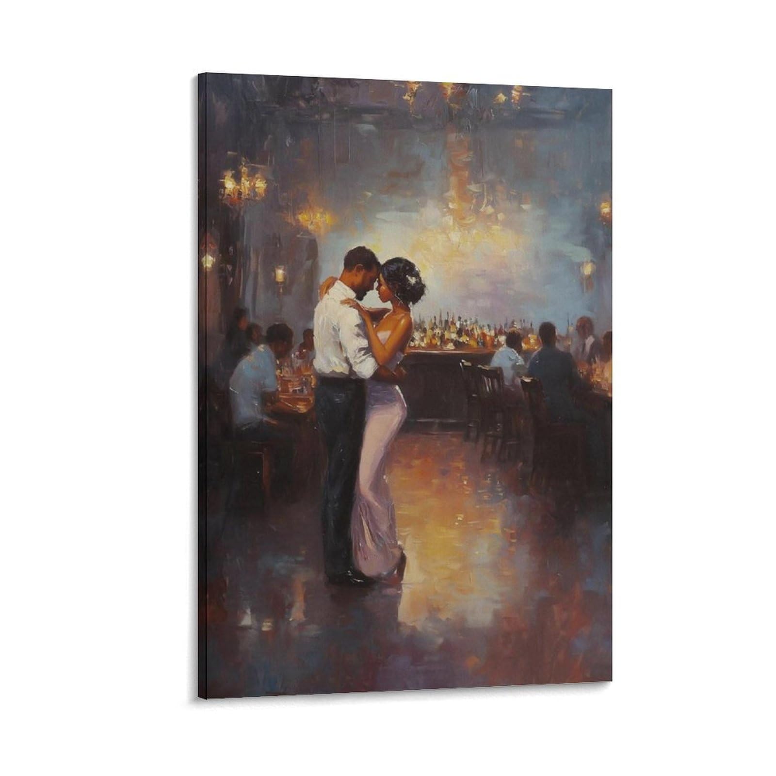 Bncedjk Romantic Dance - Intimate Couple Oil Painting. Canvas Poster Bedroom Decor Landscape Office Room Decor Gift 20X30inch(50X75cm)
