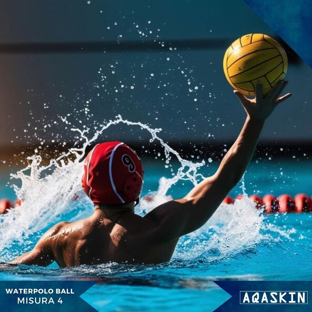 Pallone da Pallanuoto Professionale - Misura 5, 4, 3, 1 - Alta Qualità - Gomma Ultra Grip - per Allenamenti e Partite - Palla da Pallanuoto - Colore: Giallo, Nero, Italia, Tricolore