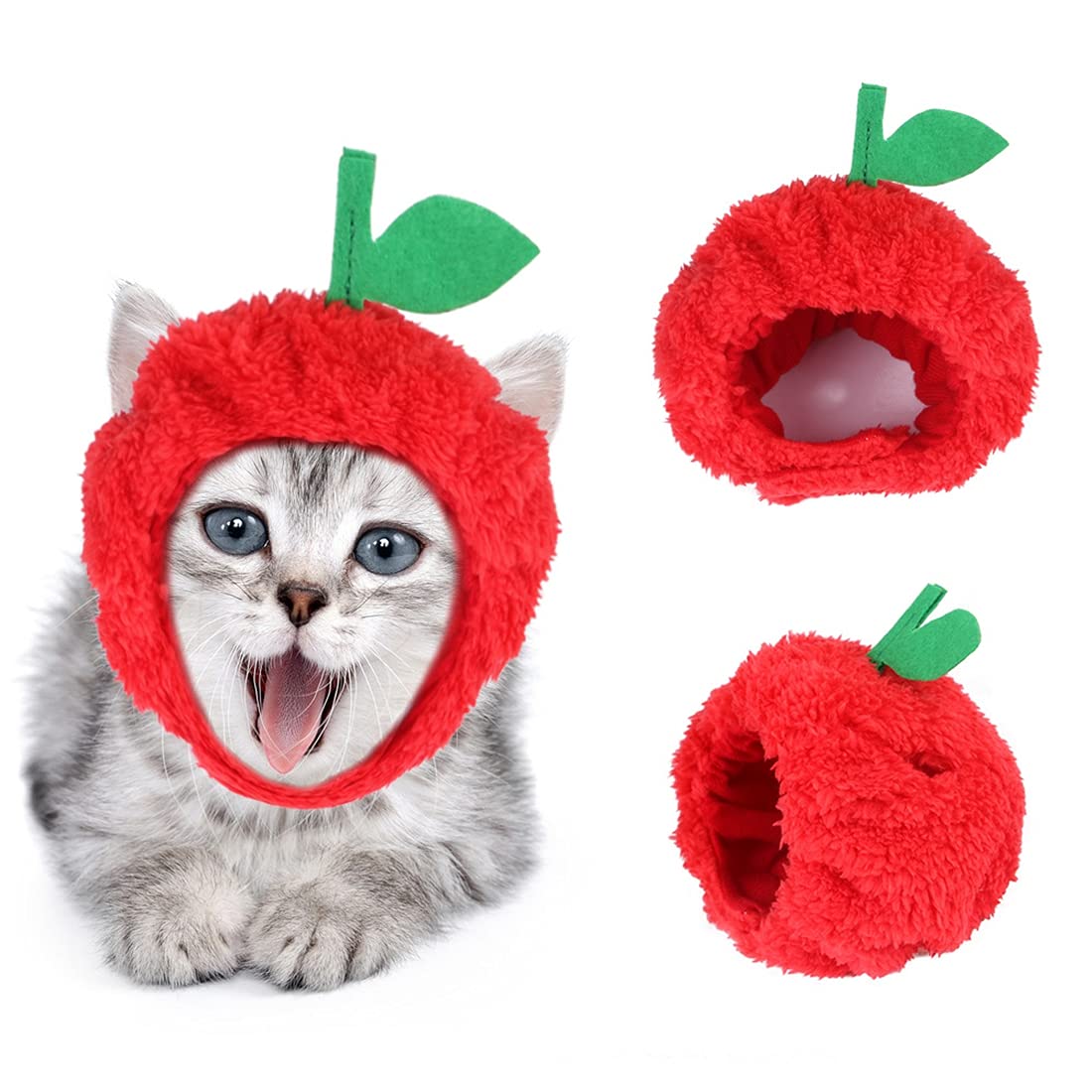 Pet Headgear Soft Headband Cute Apple Hat Warm Hat Pet Headdress Dog Costume Accessory for Cats Kitten Puppy Small Dogs French Bulldog Christmas